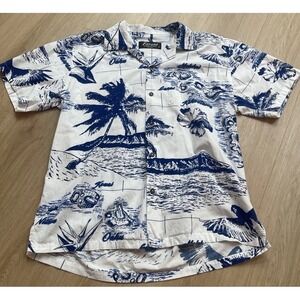 Vintage FAVANT Hawaiian Islands Aloha Button Shirt Men's Large Short Sleeve